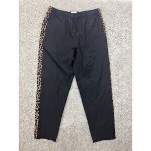 MAVRANS Women's Game Pants L Black Leopard Side Stripe Drawstring Stretch NWT
